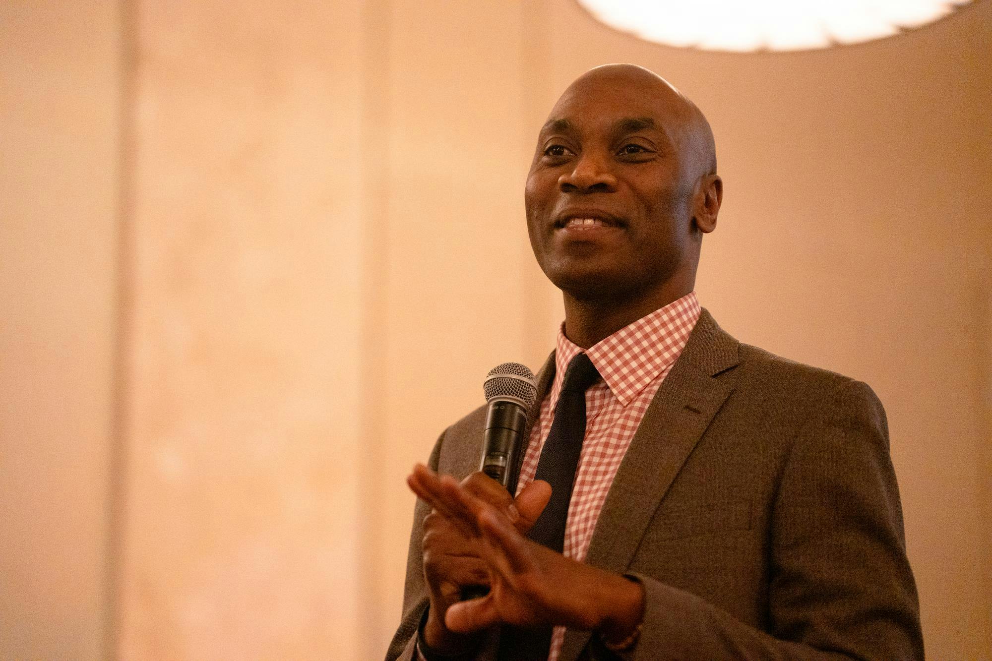 <p>MSU Vice President and Chief Diversity Officer, Jabbar R. Bennett, speaks at the Sargam event on April 7, 2024. Sargam, organized by The Indian Students Organization, featured performances, RSOs, food and other activities.</p>